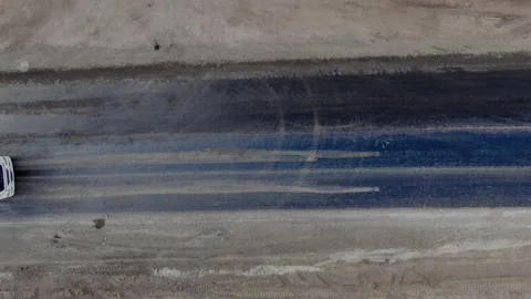 4K video. Top view of road works with asphalt paver. Stock Footage 130202233