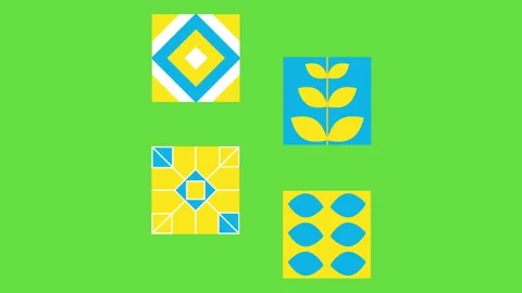 4k video of Ukrainian pattern set on green background. Stock Footage 196812280