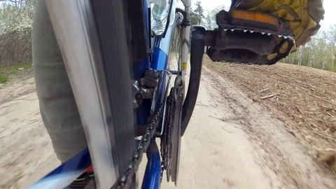 4K video. A unique point of shooting a bicycle. Stock Footage 75004123
