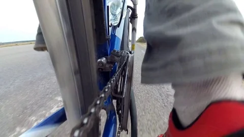 4K video. A unique point of shooting a bicycle. Stock Footage 75987566