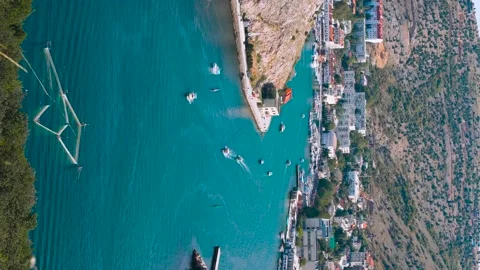 4k video. Vertical video. View of yachts and boats in Balaklava, Crimea Stock Footage 161143523