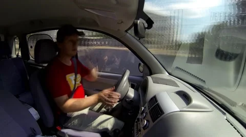 4K video!!! View from the cab of the car. Daytime driving timelapse. Video stock 40786619