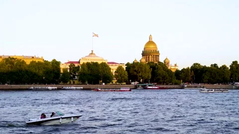 4k video. View on Neva river. Saint Petersburg, Russia Stock Footage 156762464