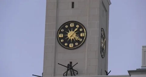 4K video of vintage clock on river station in Moscow Stock Footage 154760959