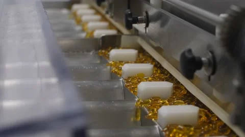 4K video of vitamins being sorted before moving into a count base batch Stock Footage 170490563