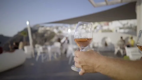 4K video waiter serving wine outdoors in luxury restaurant Stock Footage 80265916