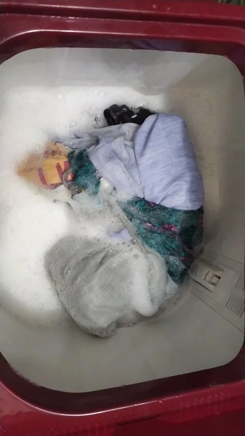 4K video of  washing machine washes clothes. Video stock 138317445