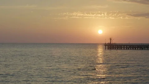 4K video of waves and sunset on the black sea Stock Footage 97263304