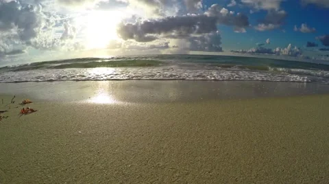 4K video of Waves Crashing on Sobe South Beach sunrise in Miami Beach, Florida Stock Footage 64035975
