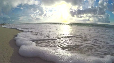 4K video of Waves Crashing on Sobe South Beach sunrise in Miami Beach, Florida Stock Footage