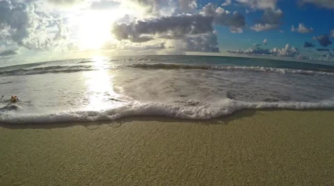 4K video of Waves Crashing on Sobe South Beach sunrise in Miami Beach, Florida Stock Footage 64035979