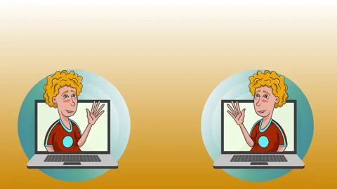 4k video where two out of screens wave hands for business dealing. 库存影片 135738049