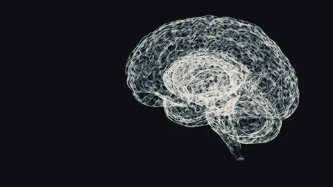 4k video of white translucent brain hologram on black background. Stock Footage 121798269