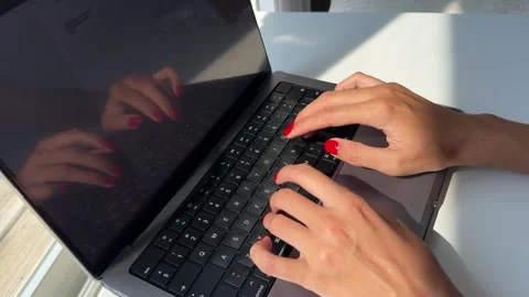 4k video woman's hands typing on a computer keyboard Stock Footage 342065743