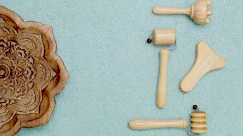 4K Video of Wood therapy tools Stock Footage 273686804