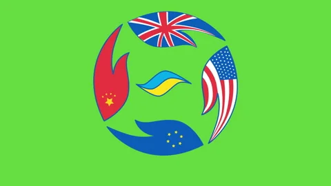 4k video of world with flags and Ukraine in the centre. Stock Footage 201295353