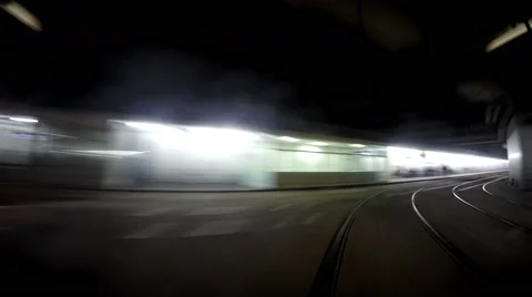 4K Vienna Underground Tram FRONT view: on-board camera shoots railway route Stock-Footage 58781037