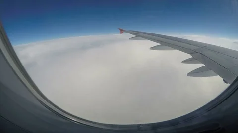 4K. View from the airplane while flying. Ultra, HD 3840x2160 Video stock 73980321