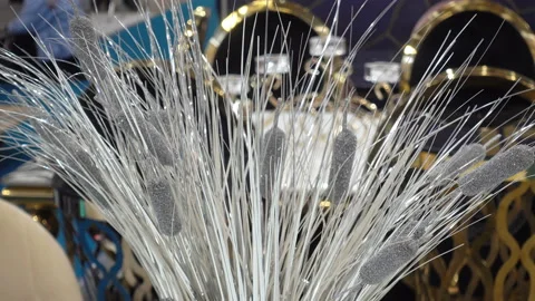 4K view of artificial decorative branches in a bouquet Stock Footage 153255898