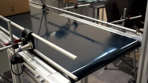 4k view of the box moves along the conveyor belt Stock Footage 112916054