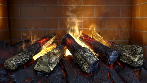 4K view of the burning of firewood in the fireplace. Stock Footage 87611136
