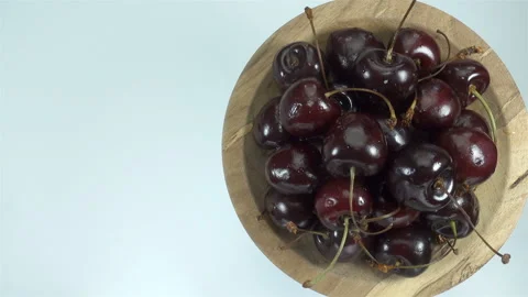 4K view of cherries on plate Stock Footage 138293184