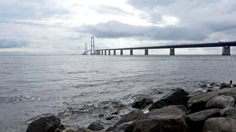 4K View from the Coast Line at Big Belt Bridge Stock Footage 83245952