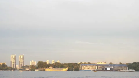 4K view of the Dnieper river and cityscape. Stock Footage 141287067