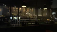 4K View Of Empty Bar In City Stacked With Bottles &Amp; Draught Beer Pumps No People Stock Footage