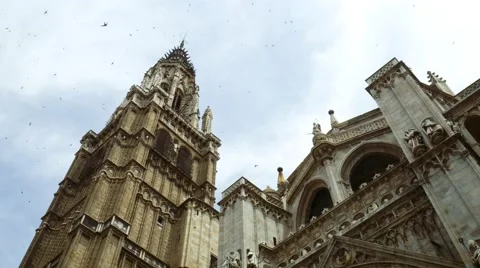 4k view of famous Primate Cathedral of Saint Mary of Toledo Stock Footage 68387124