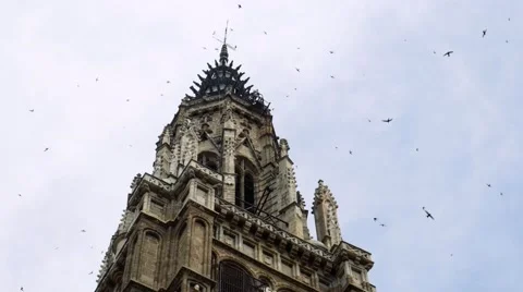 4k view of famous Primate Cathedral of Saint Mary of Toledo Stock Footage 68387178