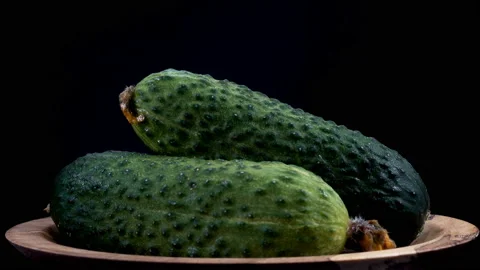 4K view of fresh cucumbers on plate Stock Footage 138291495