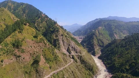 4K View of Green Mountain Valley with Flowing River Stock Footage 324559865