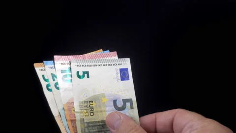4K view of hands counting euro bills Stock Footage 145961516