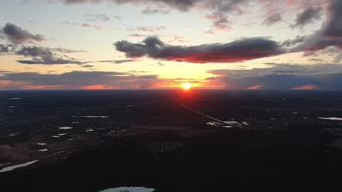 4K view has beautiful clouds in orange at sunset from a great height Stock Footage 128335918