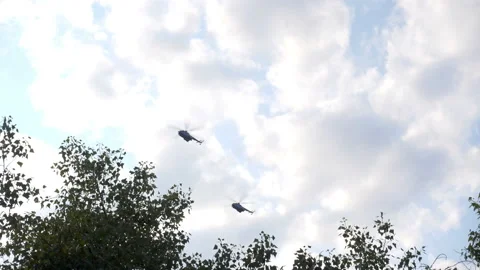 4K view of helicopters flying in the sky. Stock Footage 177477364