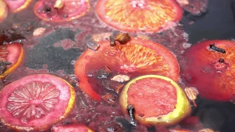 4K view of hot mulled wine close-up. Stock Footage 84084641