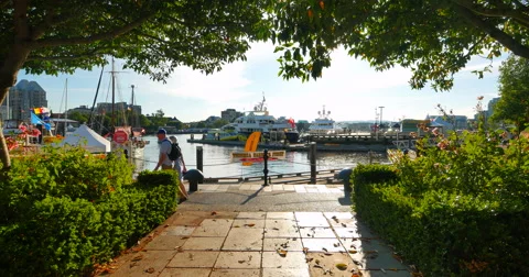 4K View from Lower Causeway into Inner Harbour, Victoria British Columbia Stock Footage 51740857