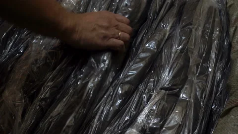 4k view a man’s hand takes out packages with things Stock Footage 114295291