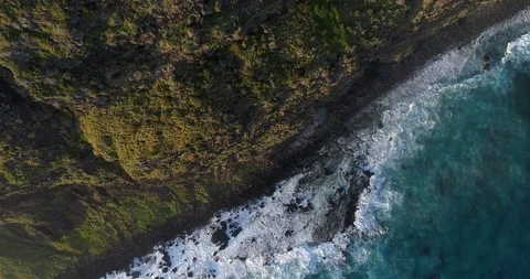 4K view over cliff face and surf,Lord Howe Island,New South Wales,Australia Stock Footage 93316904