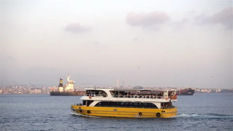 4k view of a passenger ship in the waters of the Bosphorus Stock Footage 115776607