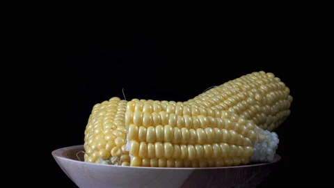 4K view of pieces of corn cobs Stock Footage 196064331
