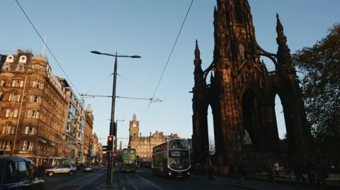 4K view of Princes Street in Edinburgh, Scotland Stock Footage 43965738