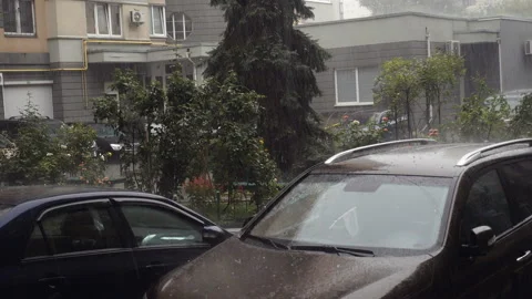 4K view of the rain on a car Stock Footage 170558415