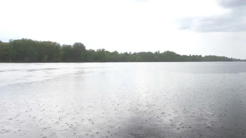 4K view of the rain on the river. Stock Footage 236919046