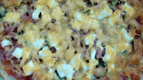 4K view of a rotating pizza close-up. Stock Footage 133237432