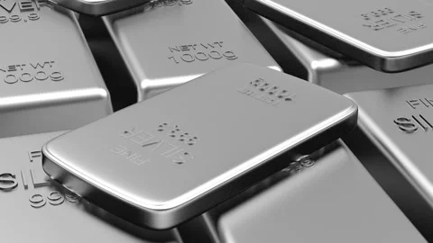 4K view of rows of silver bars. Stock Footage 332246937