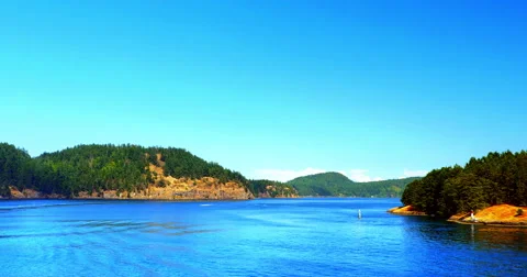 4K View of Salts Spring and Gulf Islands from Stern of BC Ferry Stock Footage 61389016