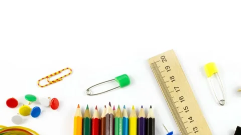 4K view of school stationery with space for text. Stock Footage 241582507
