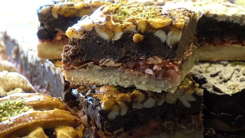 4K view of slices of baking with jam close up. Stock Footage 86462526